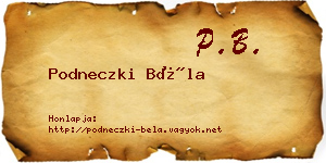 Podneczki Béla névjegykártya